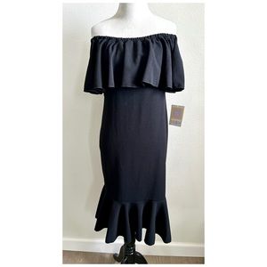 LuLaRoe Cici dress black ruffle off the shoulder one shoulder